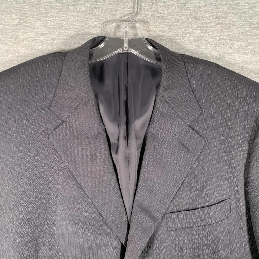 Canali Suit Jacket Mens 56R Gray Pinstripe Wool Super 120s Made Italy Saks Fifth